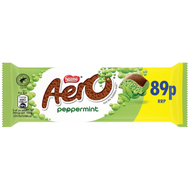 Aero Bubbly Bar Peppermint PMP 89P 36g - fmcgtrading.co.uk